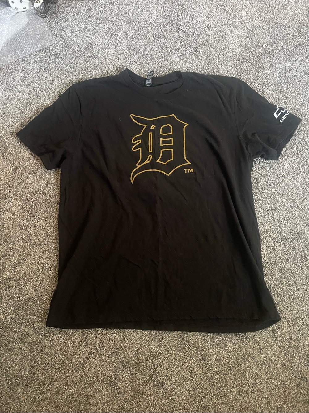 District Black Tee with Gold Detroit D Logo